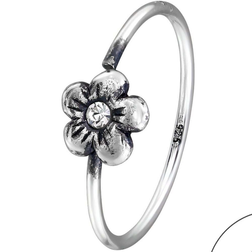 Sterling Silver Flower Nose Hoop with Crystal